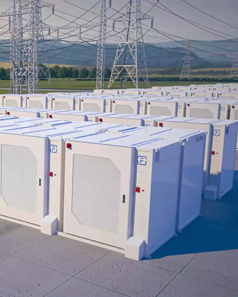 Rows of large battery energy storage